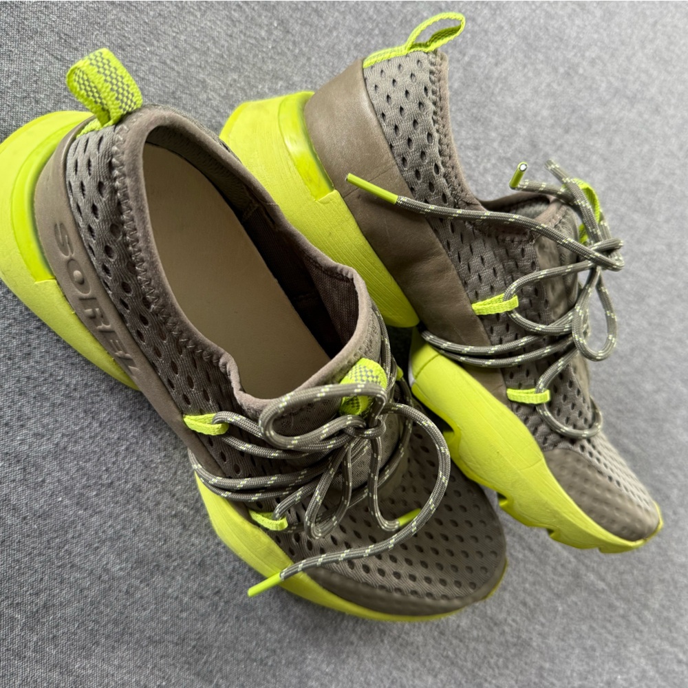 Sorel Women's Athletic Shoes in Gray and Neon Yellow - Picture 7 of 8